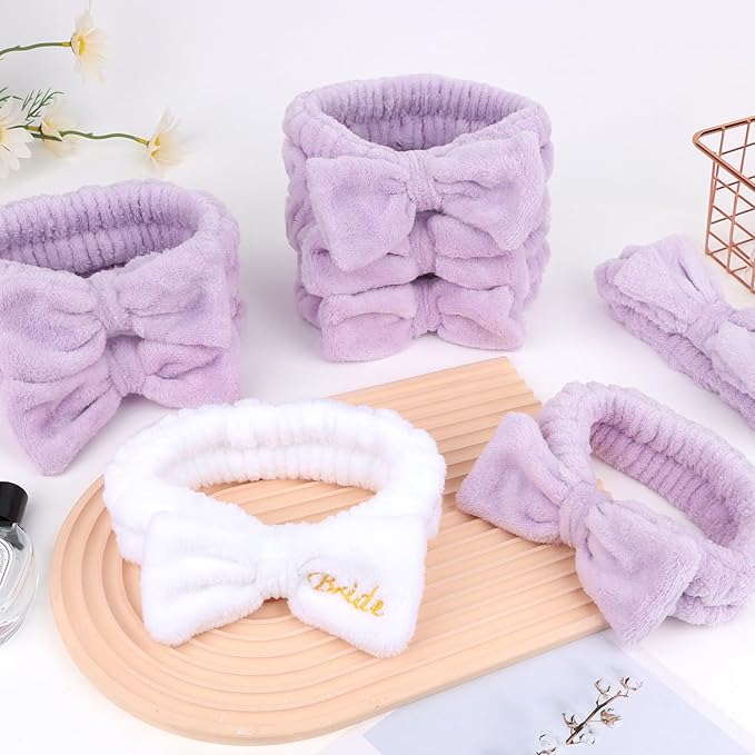 CIEHER 8 Pack White & Purple Spa Headband - Image 7