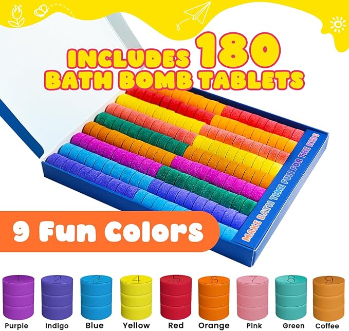 Bath Bombs for Kids, Boys Girls Mothers Day Gifts for Kids, 180 Mini Color - Image 2
