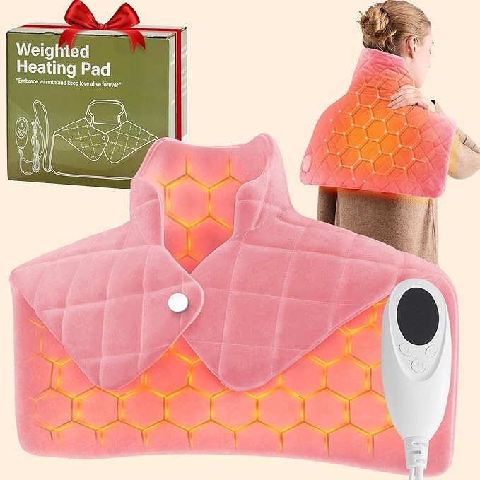 Pink Weighted Heating Pad for Neck Shoulders and Back, Mothers Day Gifts for by OCTROT