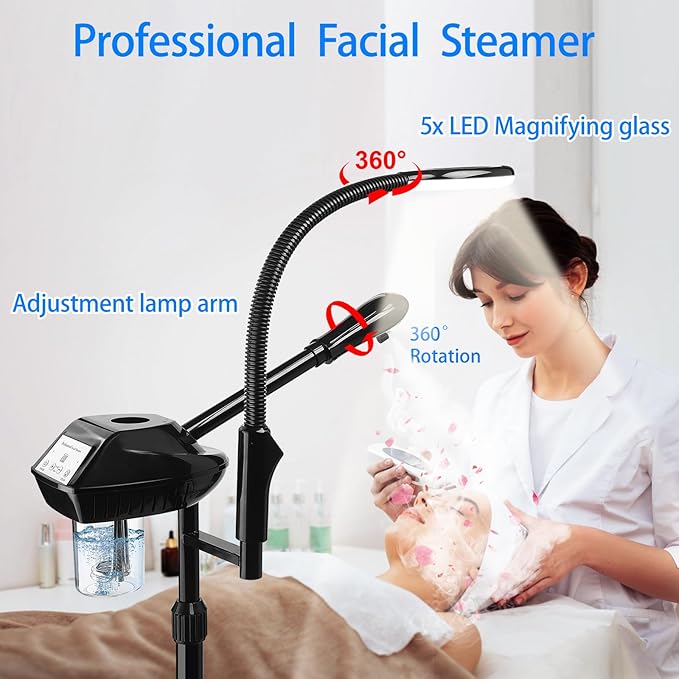 Professional Facial Steamer on Wheels, 2-in-1 Facial Steamers - Image 2