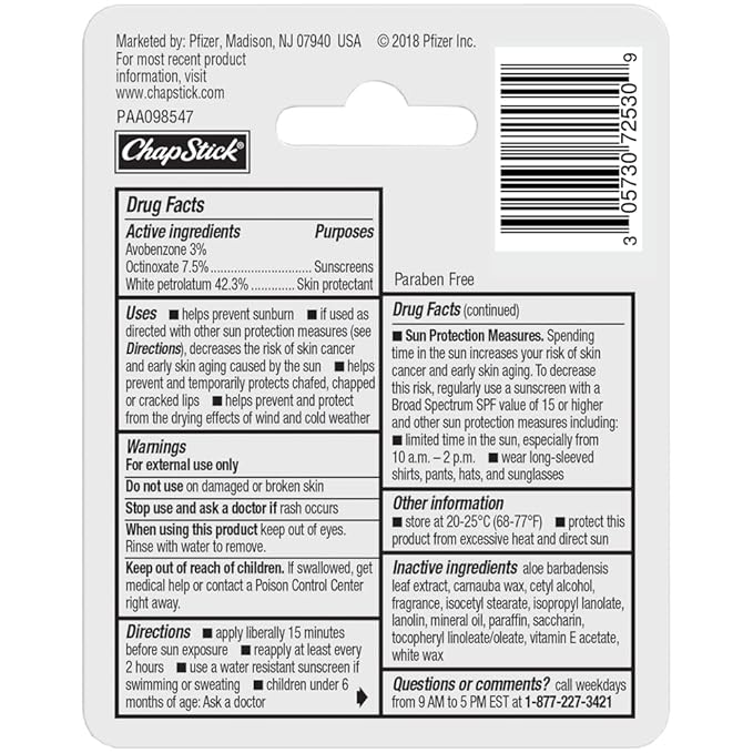 ChapStick Moisturizer Original Lip Balm Tubes, SPF 15 and Skin Protectant - Image 3