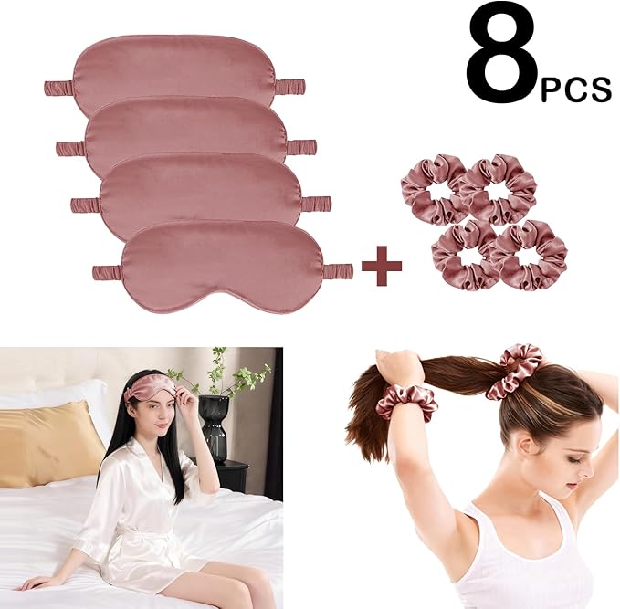 Satin Eye Mask 8Pcs Silk Sleep Masks Silky Blindfold Eyeshade Blackout Eyes - Image 2