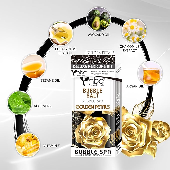 Pedicure Kit Foot Soak Set: Bubble Salt, Sugar Scrub, Massage Mask, Massage - Image 5