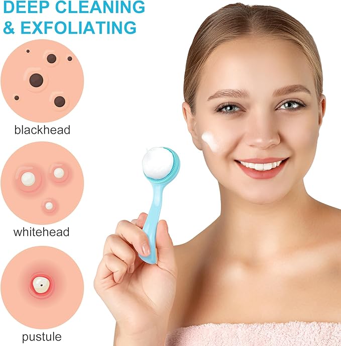 HINZIC Silicone Manual Facial Cleansing Brush, Skin Friendly Waterproof Face - Image 3