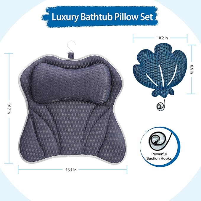 Luxury Bath Pillow and Hot Tub Scum Absorber Set, Bath Pillows - Image 2
