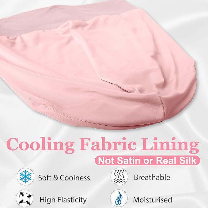 Sleep Cap Bonnet for Sleeping Black Women, Adjustable Cooling Ice Silk Lined - Image 2
