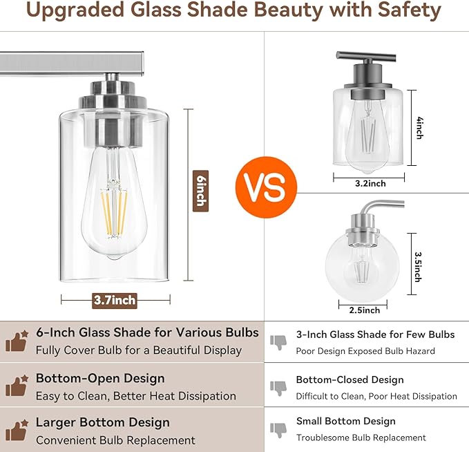 5-Light Bathroom Light Fixtures, Brushed Nickel Light Fixture, Classic Wall - Image 4