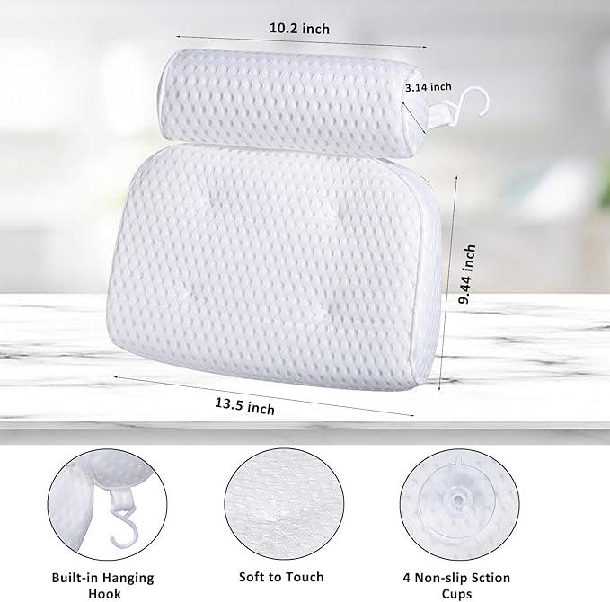 Bath Pillow for Tub Support Neck and Back, Bathtub Pillow Bath Accessories for - Image 4
