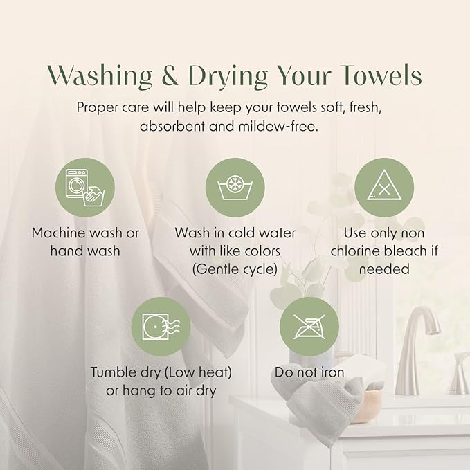 Springtree Home Luxury Bamboo Rayon Bath Towel Set of 4 | 35% Bamboo Rayon - Image 9