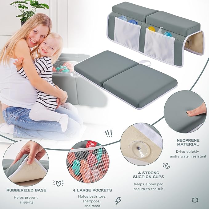 Baby Bath Kneeler and Elbow Rest Pad Set, Bath Kneeling Pad Thick Soft Quick - Image 3