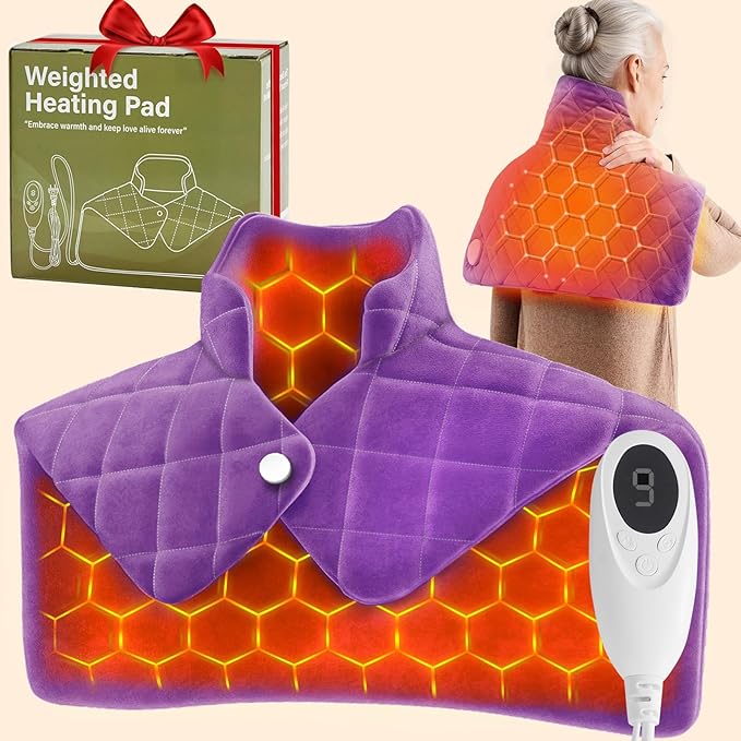 Purple Weighted Heating Pad for Neck Shoulders and Back, Mothers Day Gifts for by OCTROT