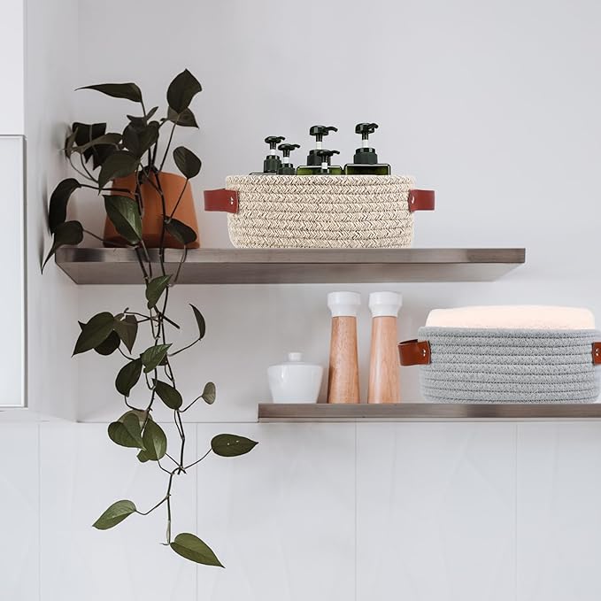 ABenkle Small Storage Basket, Mini Rope Woven Baskets, Cute Shelf Closet - Image 4