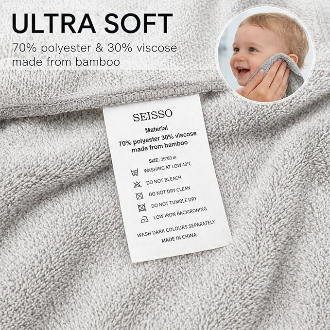 SEISSO 2 Pack Extra Large Bath Towels 63"x35", Bath Sheets - Image 4