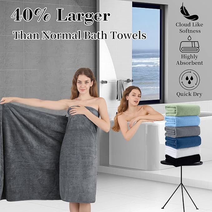 Bath Towel Set 8-Piece Premium Bathroom Towel Set, Extra Soft 2 Oversized Large - Image 2