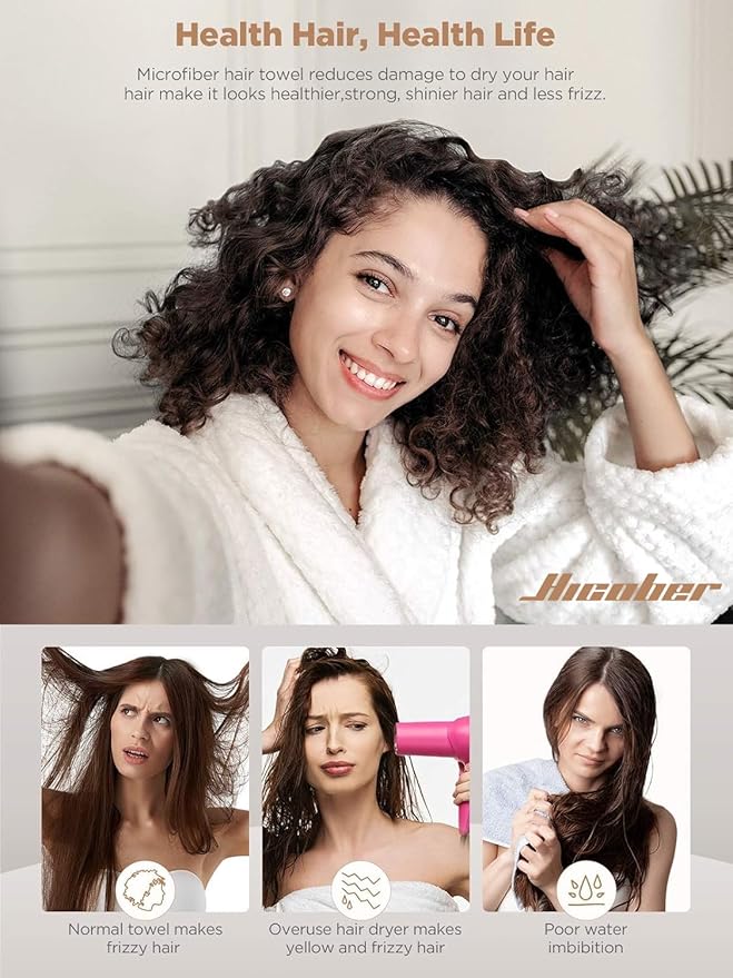 Hicober Microfiber Hair Towel, Drying Hair Wrap Towels - Image 2