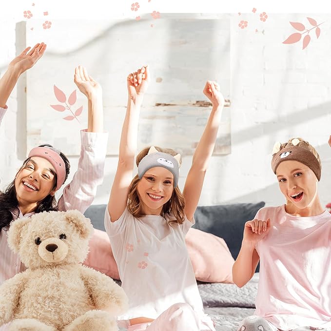 Chuangdi 4 Pieces Animal Hair Bands Face Wash Headband Spa Animal Ears - Image 4