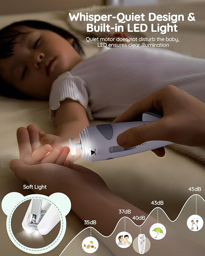 Lilian&Gema Baby Healthcare and Grooming Kit, 28-in-1 Rechargeable Nail Trimmer - Image 4