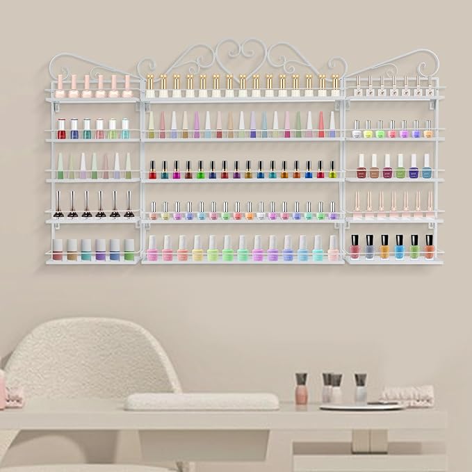 5 Tiers Wall-Mounted Nail Polish Storage Racks Metal Nail Polish Holder - Image 2