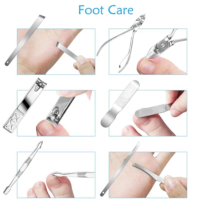 Teamkio Manicure Pedicure Set Nail Clippers Travel Hygiene Kit Stainless Steel - Image 7