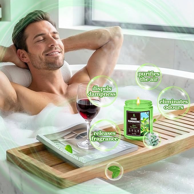 Mint Eucalyptus Odor Eliminating Highly Fragranced Candle, Eliminates 95% of - Image 8