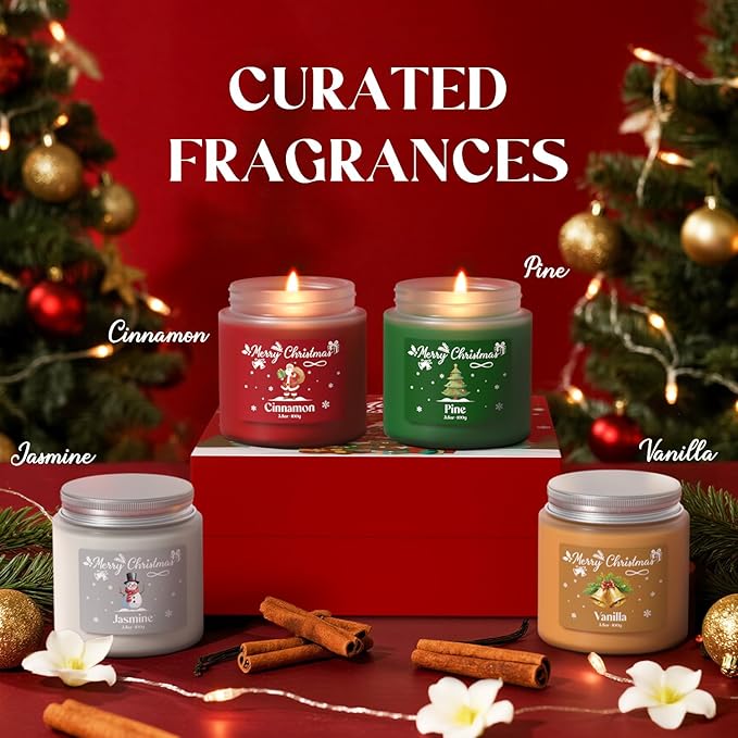 NORVENCE Christmas Candles, Scented Candle Gift Set of 4, Holiday Candles - Image 2