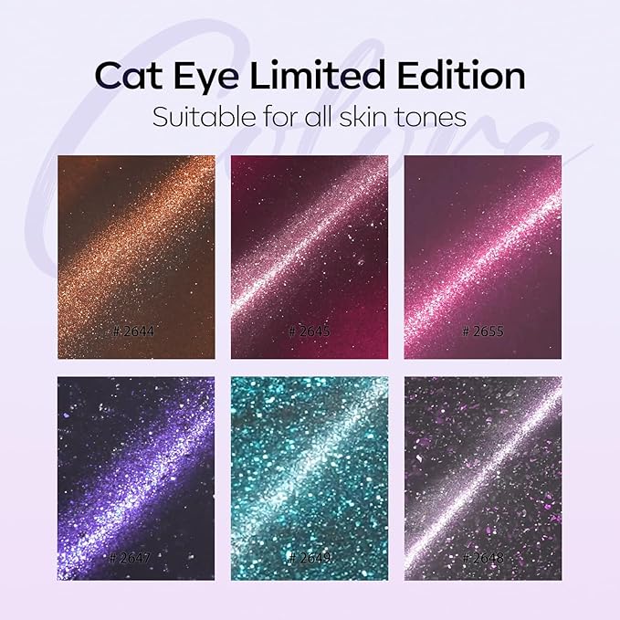 Modelones Cat Eye Gel Nail Polish Set, 6 Colors Coloful Neon Galaxy Champagne - Image 6