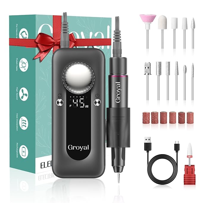 Electric Nail Drill 45000RPM Cordless Portable Rechargeable Nail Drill Kits by GroyalProfessionalNailDrill