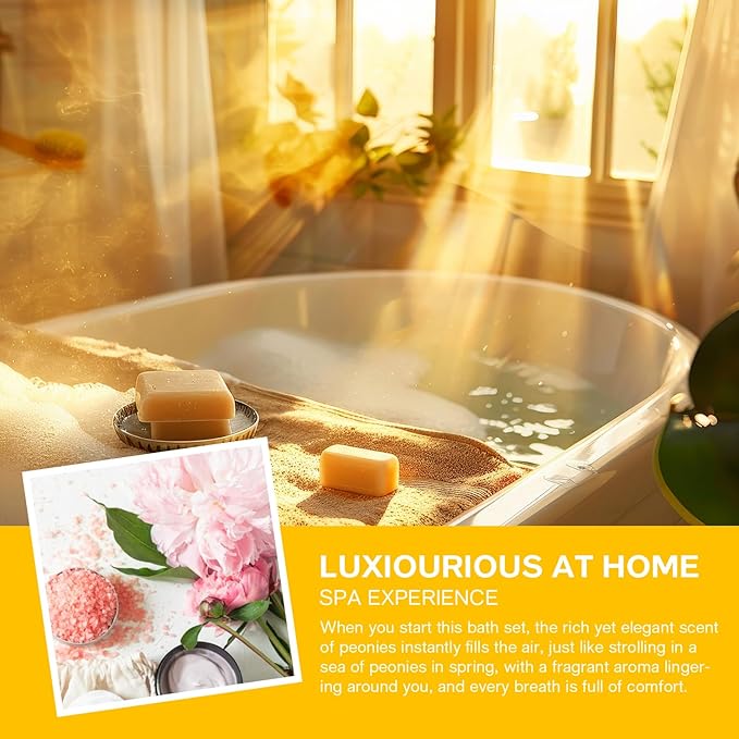 Peony Spa Gift Set for Women, Luxury 9 Pcs Bath Salts Set, Relaxation Gifts for - Image 5