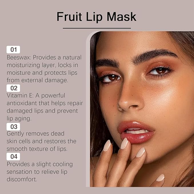5PCS Bee Lip Balm Honey Pot，Peach&Grape&Aloe&Coconut&Watermelon Lip Mask - Image 6