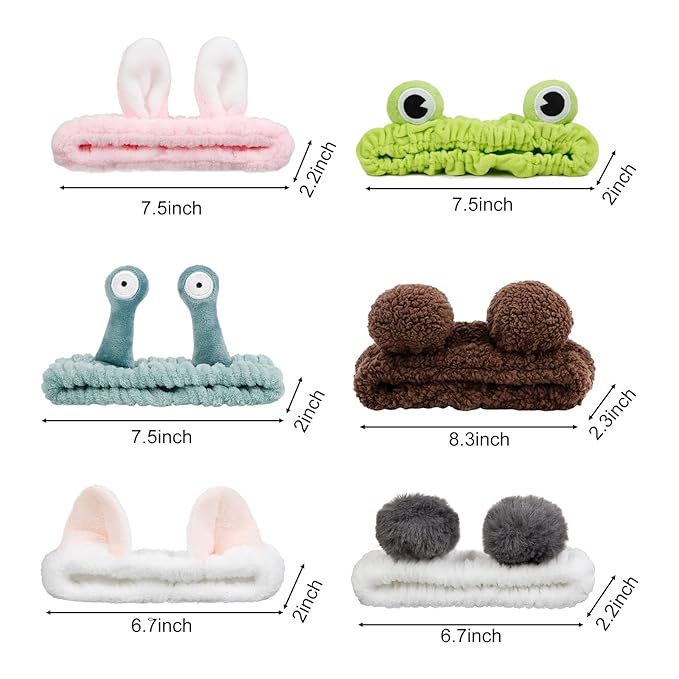 AIBFRID 6PCS Animal Ear Spa Headbands Face Wash Headband Cute Make Up Hairband - Image 6