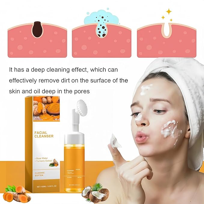Turmeric Foaming Face Wash, Deep Cleansing Exfoliating Glow Wash Turmeric - Image 3