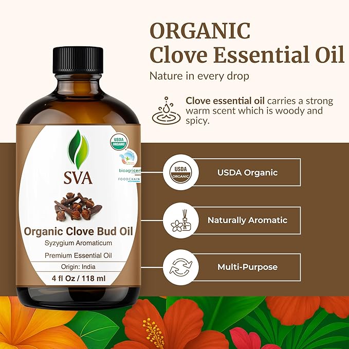 SVA Clove Essential Oil Organic – 4 Fl Oz – 100% Natural Organic Clove Oil - Image 2