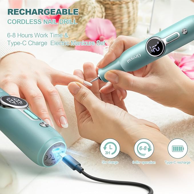 Nail Drill Kit, Cordless Electric Nail Drill Professional Kit 20000rpm Electric - Image 2