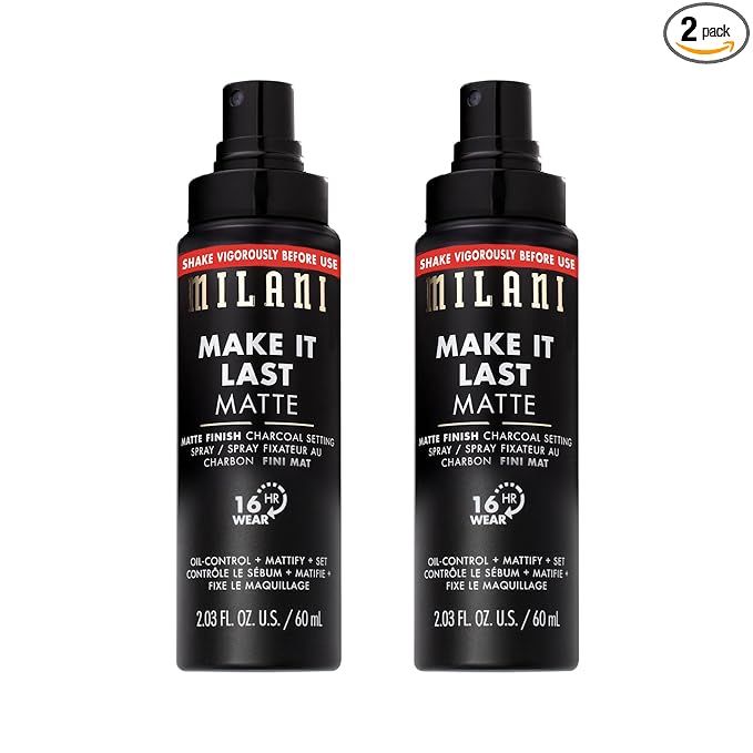 Milani Setting Spray + Primer, Make It Last Matte- Oil Absorbing Charcoal by Milani