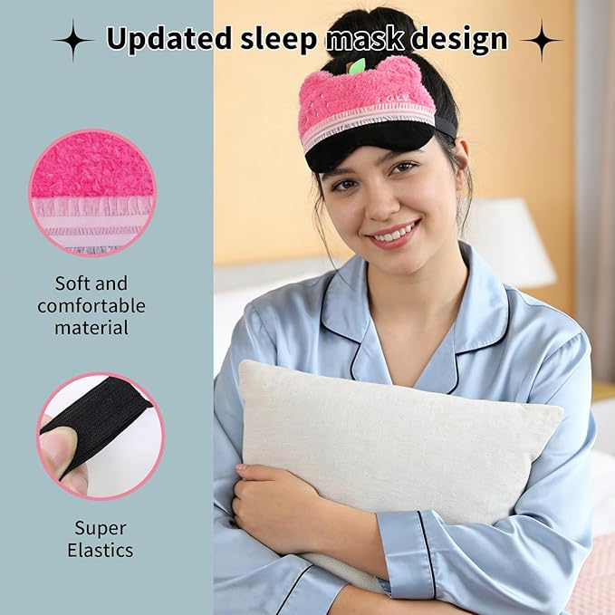 PERFECTSIGHT Sleep Eye Masks, Cute Bear Plush Sleep Eye Cover Lightweight - Image 4