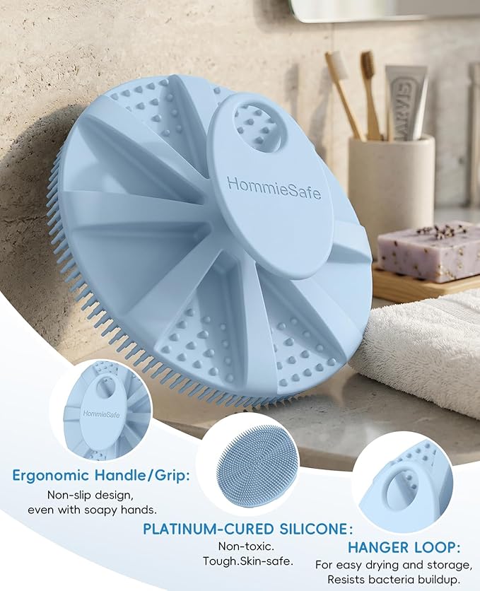 1 Pack Soft Silicone Shower Brush Body Wash Bath Exfoliating Skin Massage - Image 3
