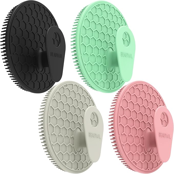Silicone Body Scrubber 4 Pack, BEAUTAIL Shower Bath Scrubber, Gentle by BEAUTAIL