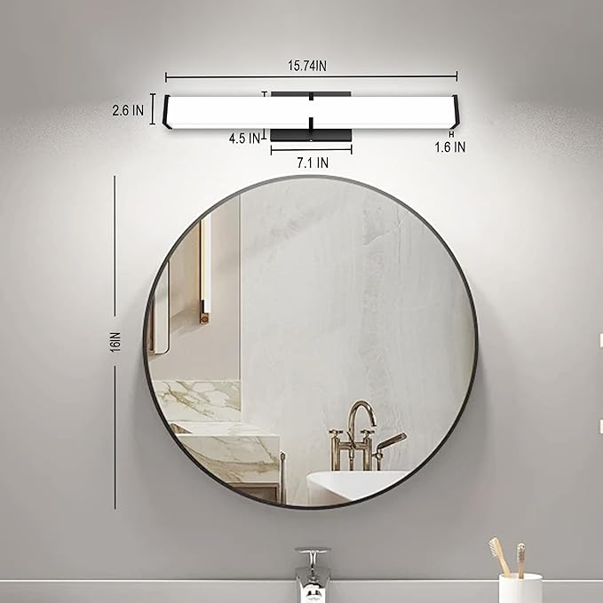 16 Inch LED Bathroom Lighting Fixtures Over Mirror, Modern Black Vanity Lights - Image 8