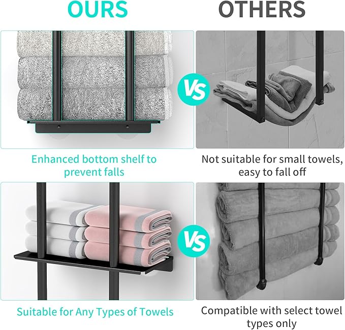 Over The Door Towel Rack, 3 Tier Hanging Towel Rack - Image 4