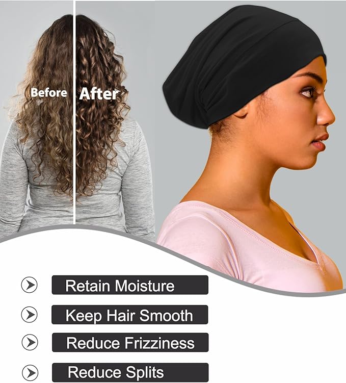Sleep Cap Bonnet for Sleeping Black Women, Adjustable Cooling Ice Silk Lined - Image 9