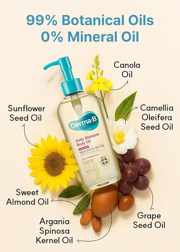 Derma B | Daily Moisture Body Oil | 99% Natural Argan & Sweet Almond Oil | - Image 5