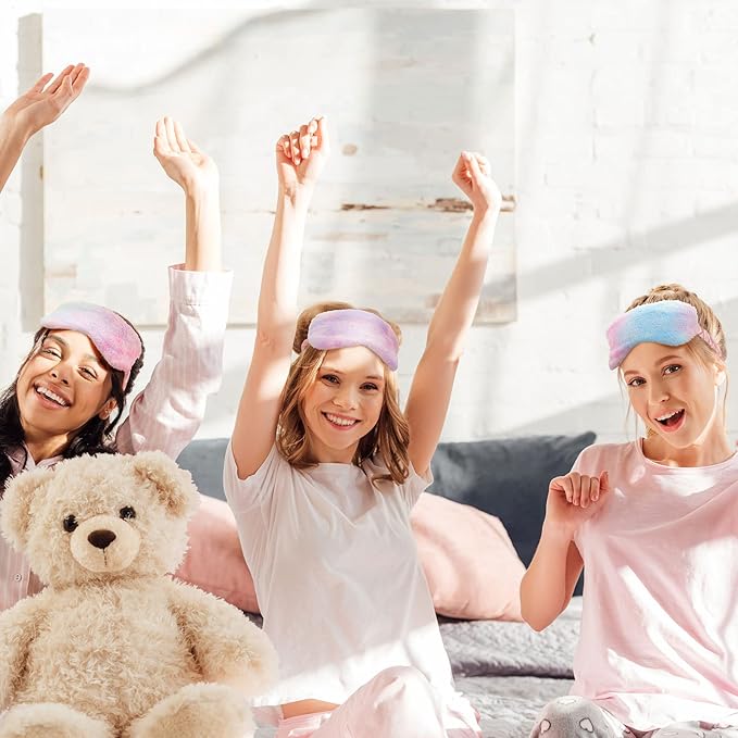 Xuhal 24 Pcs Spa Sleepover Party Favors Supplies Plush Headband and Eye Mask - Image 2
