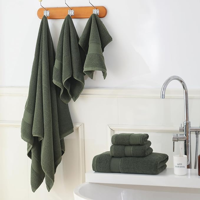 27x55 Bath Towels Set 100 Percent Cotton 650GSM Luxury Super Soft Absorbent - Image 4
