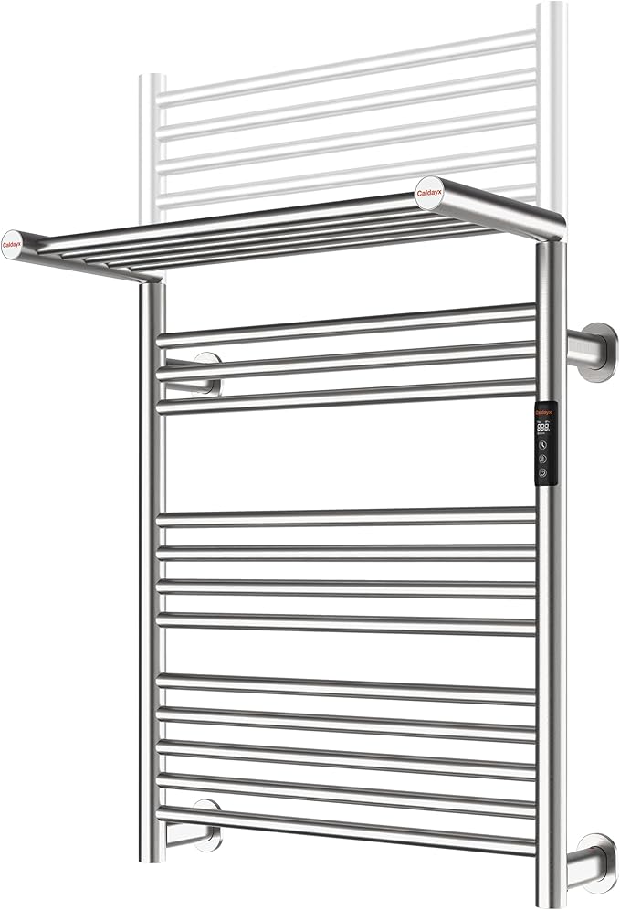 High-Density Foldable Heated Towel Rack, Smart Dual-Zone App/Voice Control by Caldayx