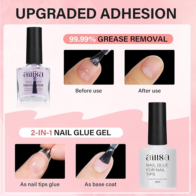 AILLSA Nail Tips and Glue Gel Kit Short Coffin Nail Tips 240pcs - Image 5