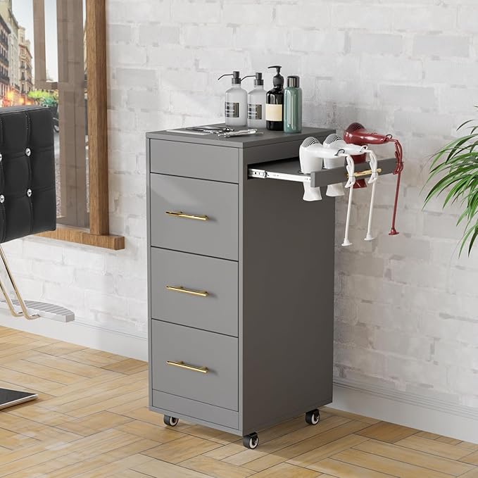 Salon Trolley Cart with Wheels, 3-Drawer Rolling Hair Styling Station, Mobile - Image 6