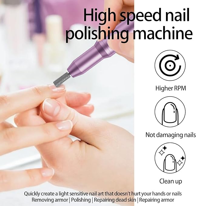 Nail Drill Kit Electric Rechargeable Set Cordless Nail Art Grinding Machine - Image 7