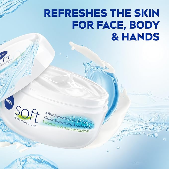 NIVEA Soft Refreshingly Soft Moisturizing Cream, Lightweight Body Moisturizer - Image 4
