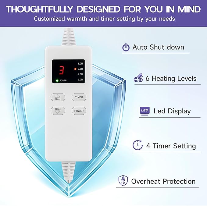 Heating Pad for Back Pain & Cramps Relief, Electric Heating Pad for - Image 4