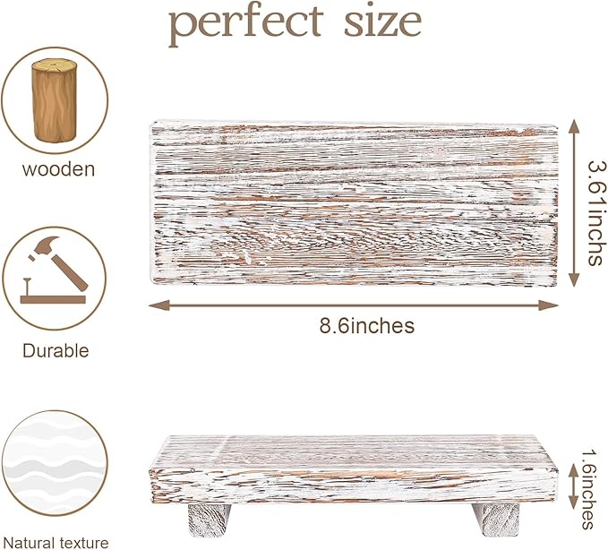 zoocatia Small Wood Tray Pedestal Stand Farmhouse Bathroom Decor Decorative - Image 3